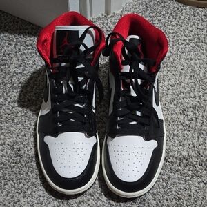 Nike Air Jordan 1 Mid Black and Red High-Top Sneakers